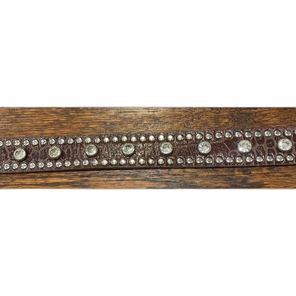 Nocona women's western belt brown leather rhinestones cowgirl rodeo EUC size XL